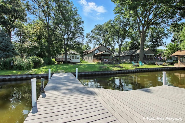 1803 N Woodlawn Park Ave, Mchenry, IL 60051 - dock with a water view, a yard, and a residential view