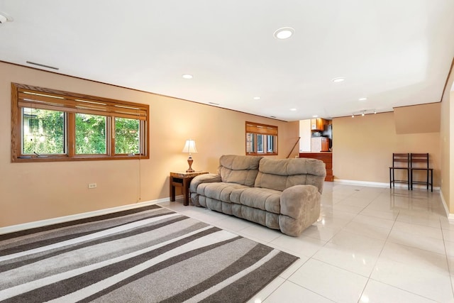 7340 Mimosa Dr, Orland Park, IL 60462 - living room featuring recessed lighting and light tile patterned flooring