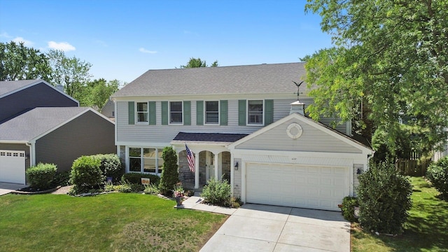 428 Linsey Ave, Schaumburg, IL 60194 - traditional-style home featuring driveway, an attached garage, a front yard, and roof with shingles