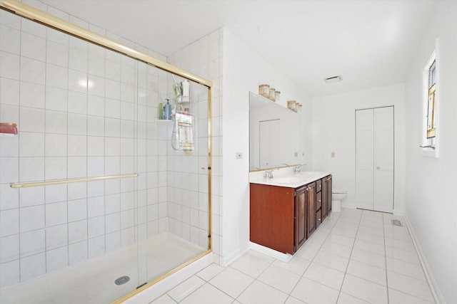 428 Linsey Ave, Schaumburg, IL 60194 - bathroom with tile patterned flooring, double vanity, and a stall shower