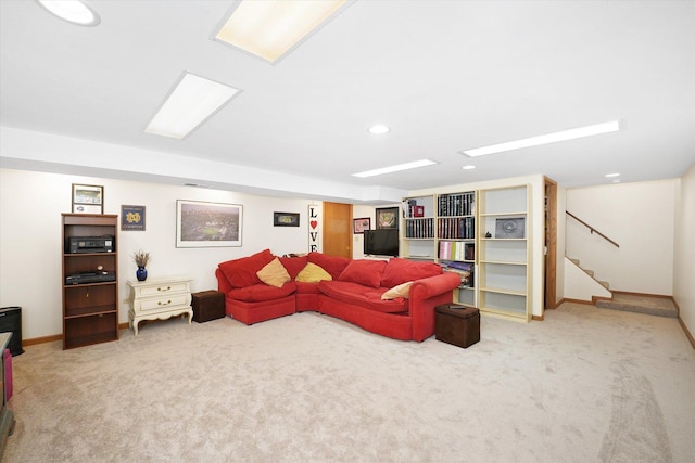 428 Linsey Ave, Schaumburg, IL 60194 - living room featuring carpet, stairway, and recessed lighting