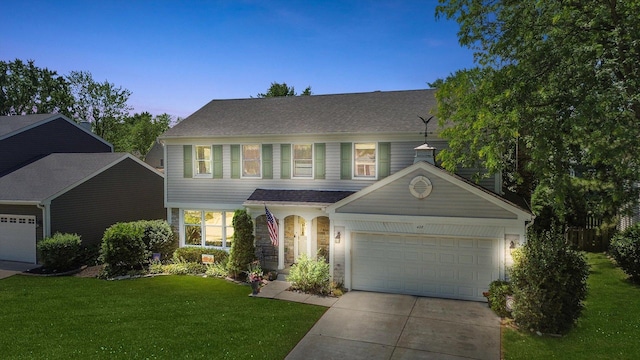 428 Linsey Ave, Schaumburg, IL 60194 - view of front of property with driveway, a lawn, a garage, and a shingled roof