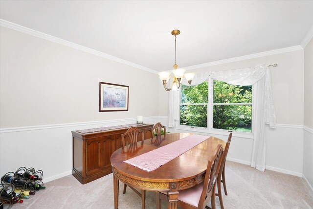 428 Linsey Ave, Schaumburg, IL 60194 - dining area with a chandelier, light colored carpet, and crown molding