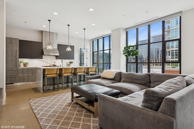 900 W Washington Blvd Unit 404, Chicago, IL 60607 - living area with recessed lighting and a wall of windows