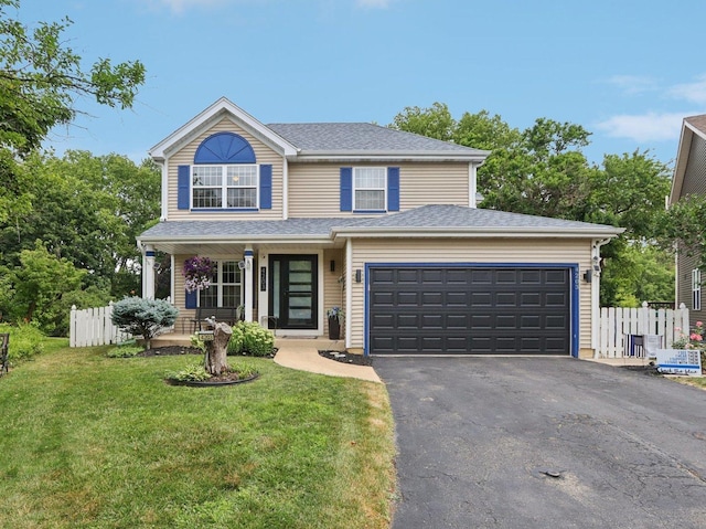 4203 Bunratty Ln, Plainfield, IL 60586 - traditional-style house featuring asphalt driveway, an attached garage, and a porch