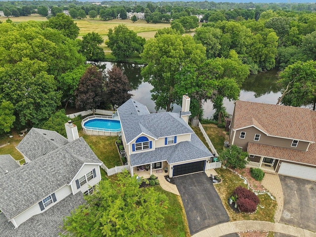 4203 Bunratty Ln, Plainfield, IL 60586 - view from above of property with a large body of water and a pool area