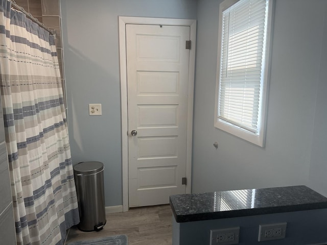 600 W White St, Clinton, IL 61727 - bathroom with wood finished floors and a shower with curtain