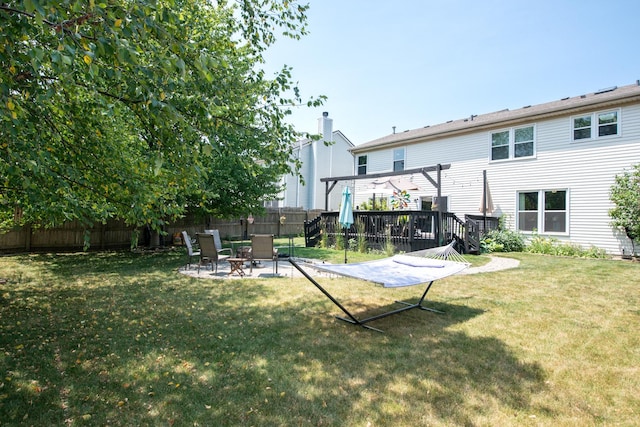 1818 Olde Mill Rd, Plainfield, IL 60586 - fenced backyard featuring a pergola, a fire pit, a patio area, and a wooden deck