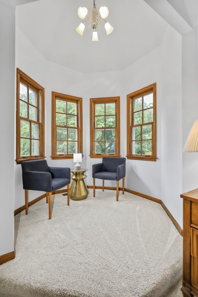 1091 Danforth Dr, Batavia, IL 60510 - living area with a chandelier, carpet flooring, and healthy amount of natural light