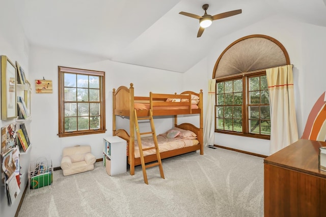 1091 Danforth Dr, Batavia, IL 60510 - carpeted bedroom with lofted ceiling and a ceiling fan