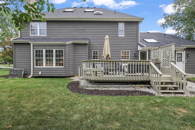 1091 Danforth Dr, Batavia, IL 60510 - back of house with a wooden deck, a lawn, and roof with shingles