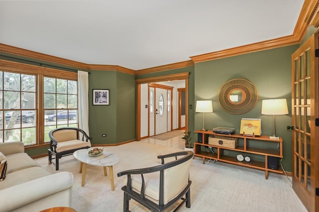 1091 Danforth Dr, Batavia, IL 60510 - carpeted living area featuring ornamental molding