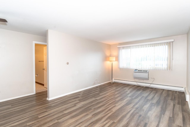 2537 Thatcher Ave Unit 3E, River Grove, IL 60171 - unfurnished room featuring wood finished floors, a wall mounted AC, and a baseboard radiator
