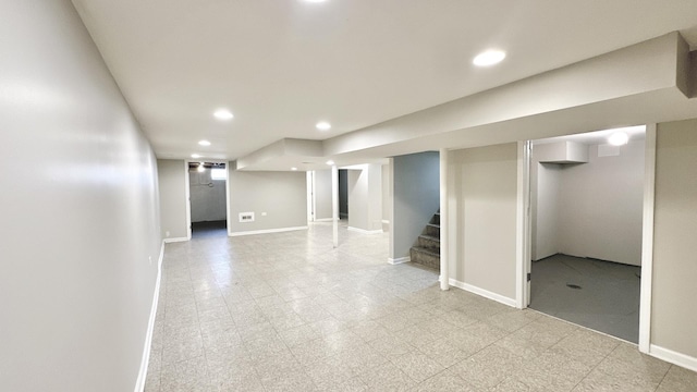 17303 Roy St, Lansing, IL 60438 - finished below grade area featuring recessed lighting and stairs