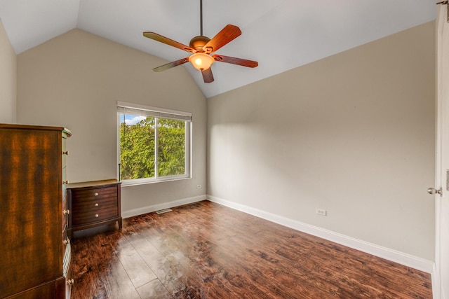 6120 W 98th St, Oak Lawn, IL 60453 - unfurnished bedroom featuring lofted ceiling, wood finished floors, and a ceiling fan