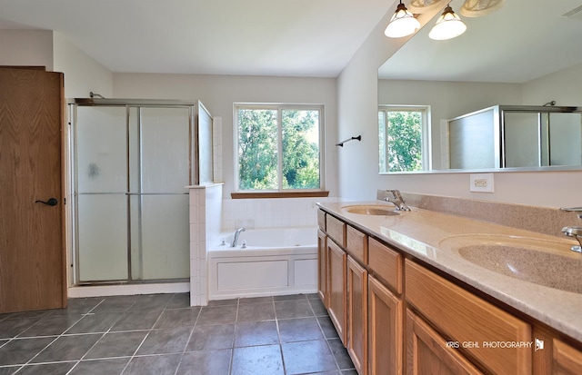 1305 Lilac Ln, Harvard, IL 60033 - bathroom with a stall shower, a bath, and double vanity