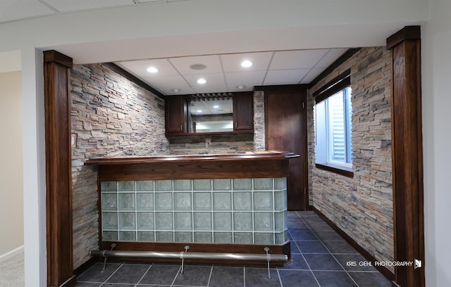 1305 Lilac Ln, Harvard, IL 60033 - bar featuring dark tile patterned floors