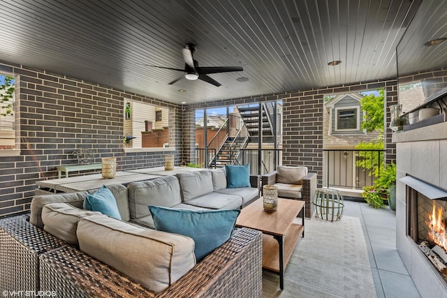 823 W George St Unit 1, Chicago, IL 60657 - view of patio with an outdoor living space, stairway, and ceiling fan