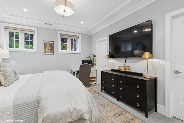 823 W George St Unit 1, Chicago, IL 60657 - bedroom featuring crown molding, light colored carpet, and recessed lighting