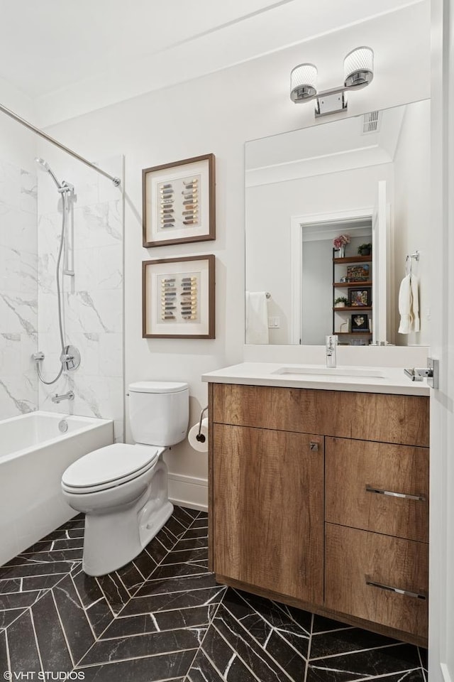 823 W George St Unit 1, Chicago, IL 60657 - bathroom featuring marble finish flooring, vanity, and shower / tub combination