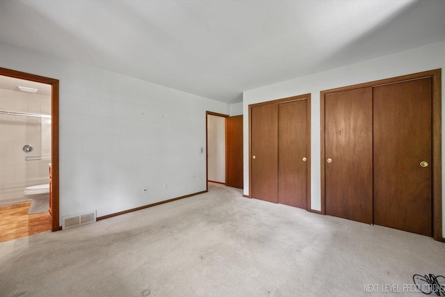 2050 Alschuler Dr, Aurora, IL 60506 - unfurnished bedroom with two closets, connected bathroom, and carpet flooring