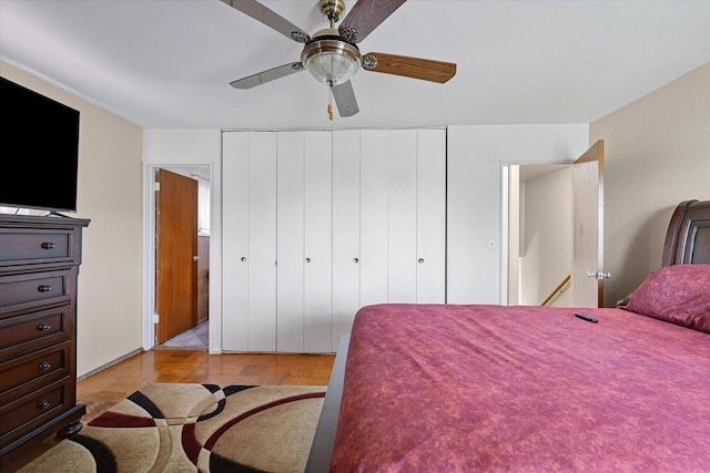 1565 S Pointe Dr, Rantoul, IL 61866 - bedroom featuring a closet and ceiling fan