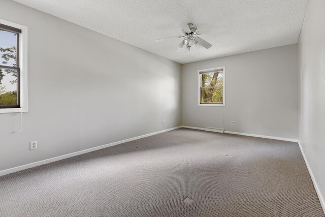 11280 James Ct, Genoa, IL 60135 - spare room featuring ceiling fan, a textured ceiling, and carpet flooring