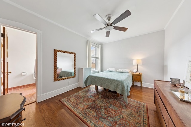 5308 N Glenwood Ave Unit 3N, Chicago, IL 60640 - bedroom with wood finished floors, crown molding, and a ceiling fan
