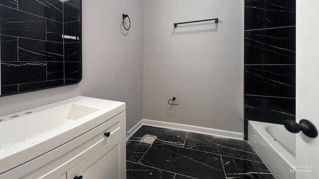 5738 S Carpenter St, Chicago, IL 60621 - full bath featuring marble finish floors and vanity