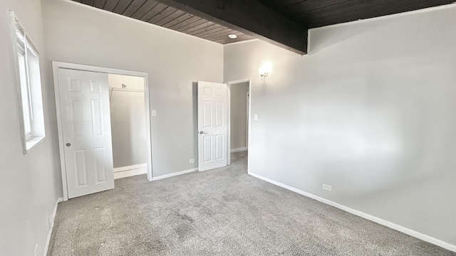 15043 Meadow Ln, Dolton, IL 60419 - unfurnished bedroom featuring a wood ceiling with exposed beams and carpet flooring