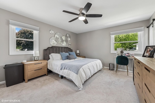1426 E Kenilworth Ave, Palatine, IL 60074 - bedroom featuring light colored carpet, a barn door, and ceiling fan