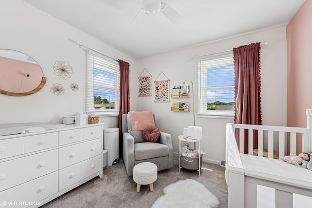 1426 E Kenilworth Ave, Palatine, IL 60074 - bedroom featuring light carpet, a nursery area, and a ceiling fan