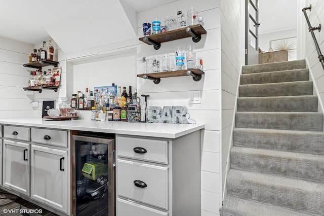 1426 E Kenilworth Ave, Palatine, IL 60074 - indoor dry bar featuring beverage cooler and stairway