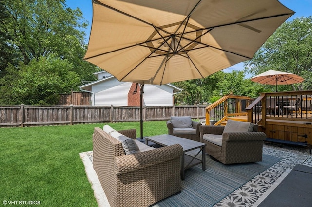 1426 E Kenilworth Ave, Palatine, IL 60074 - wooden terrace with a fenced backyard and an outdoor living space
