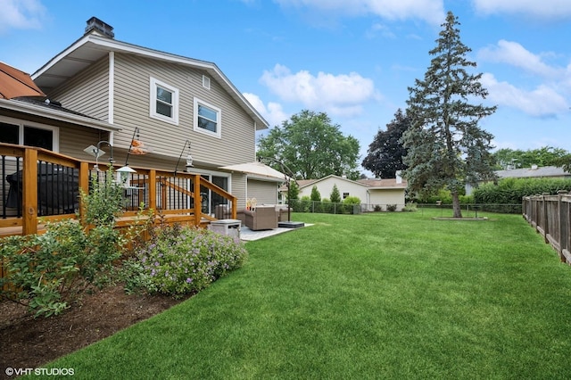 1426 E Kenilworth Ave, Palatine, IL 60074 - fenced backyard with an outdoor hangout area and a wooden deck