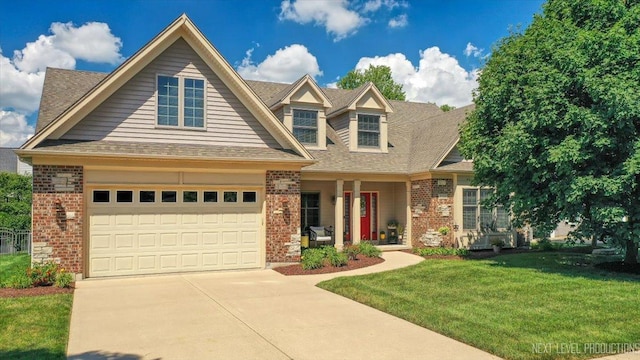1108 Independence Ave, Elburn, IL 60119 - view of front facade featuring brick siding, driveway, and a front yard