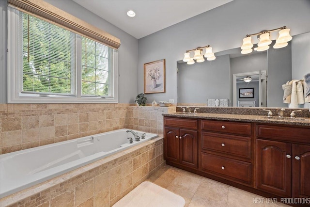 1108 Independence Ave, Elburn, IL 60119 - bathroom featuring double vanity, a garden tub, and tile patterned floors