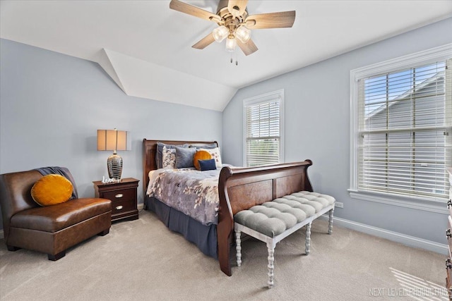 1108 Independence Ave, Elburn, IL 60119 - bedroom with light carpet, lofted ceiling, and a ceiling fan