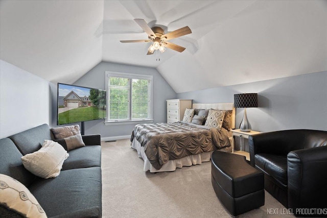 1108 Independence Ave, Elburn, IL 60119 - bedroom featuring carpet, vaulted ceiling, and ceiling fan