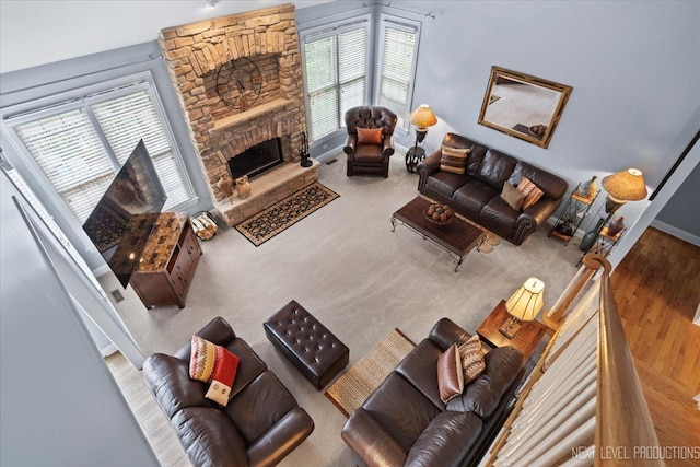 1108 Independence Ave, Elburn, IL 60119 - living room featuring a fireplace and wood finished floors