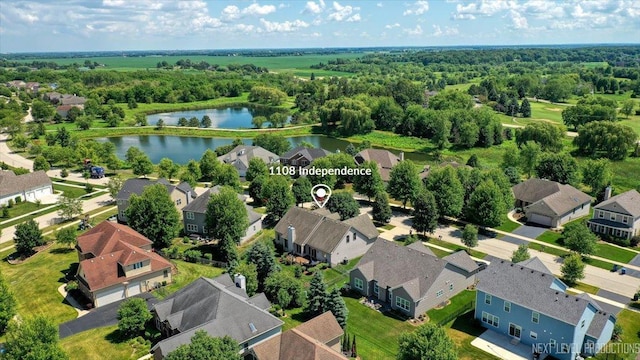 1108 Independence Ave, Elburn, IL 60119 - aerial view of residential area with a large body of water