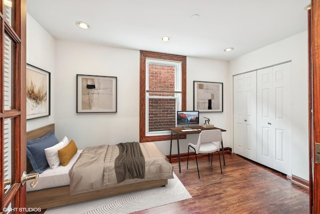 1734 W Erie St Unit 3, Chicago, IL 60622 - bedroom featuring wood finished floors, a closet, and recessed lighting