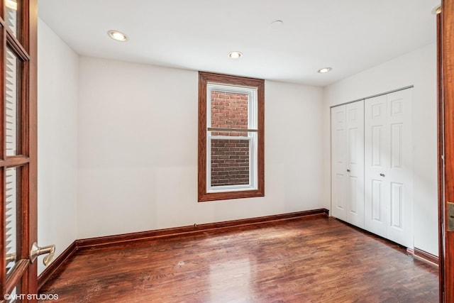 1734 W Erie St Unit 3, Chicago, IL 60622 - unfurnished bedroom with wood finished floors, a closet, and recessed lighting