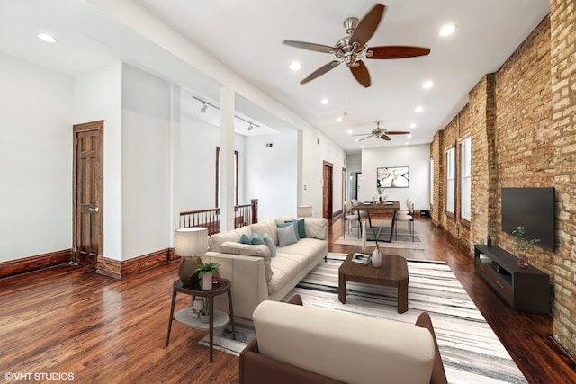 1734 W Erie St Unit 3, Chicago, IL 60622 - living room with wood finished floors, a ceiling fan, and recessed lighting