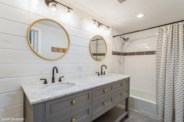 26W323 Harrison Ave, Winfield, IL 60190 - full bathroom with shower / bath combo with shower curtain and double vanity