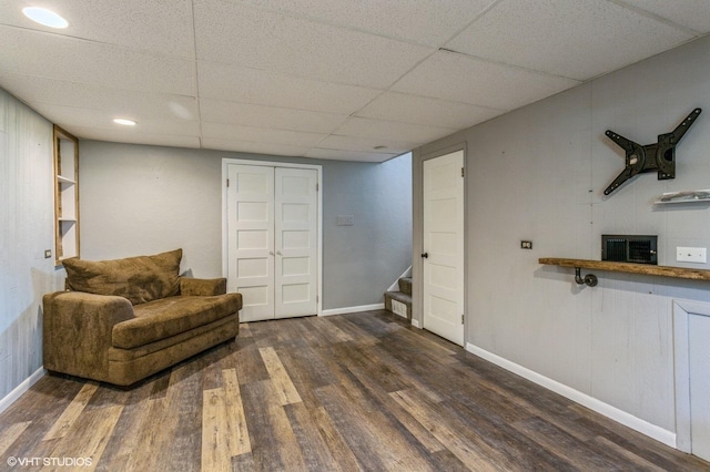 26W323 Harrison Ave, Winfield, IL 60190 - sitting room featuring wood finished floors, stairway, and a drop ceiling