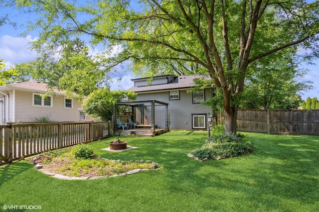26W323 Harrison Ave, Winfield, IL 60190 - fenced backyard with a fire pit