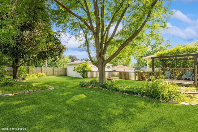 26W323 Harrison Ave, Winfield, IL 60190 - fenced backyard with a wooden deck