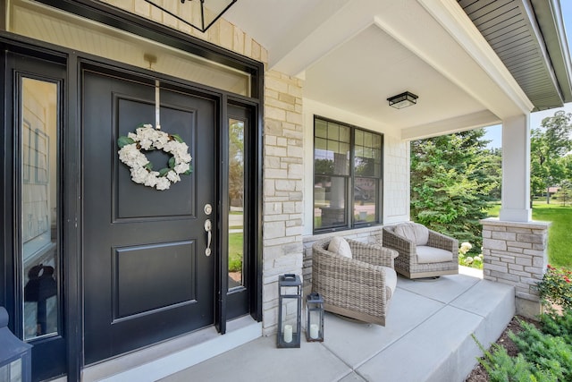0N337 Herrick Dr, Wheaton, IL 60187 - property entrance with a porch and stone siding