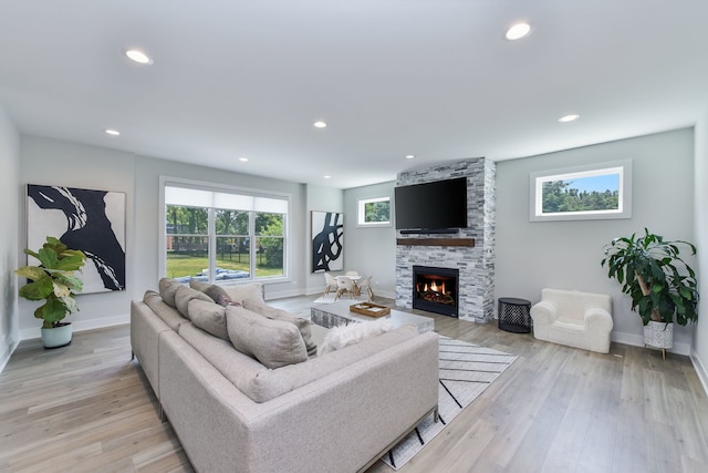 0N337 Herrick Dr, Wheaton, IL 60187 - living area with recessed lighting, a fireplace, and light wood-style floors